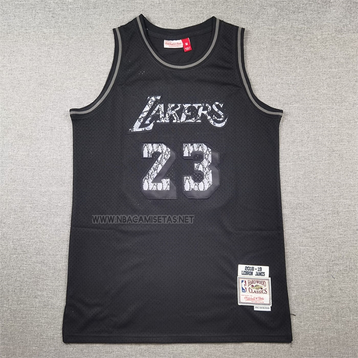 Camiseta Los Angeles Lakers LeBron James NO 23 Swingman Mitchell & Ness 2018-19 Negro